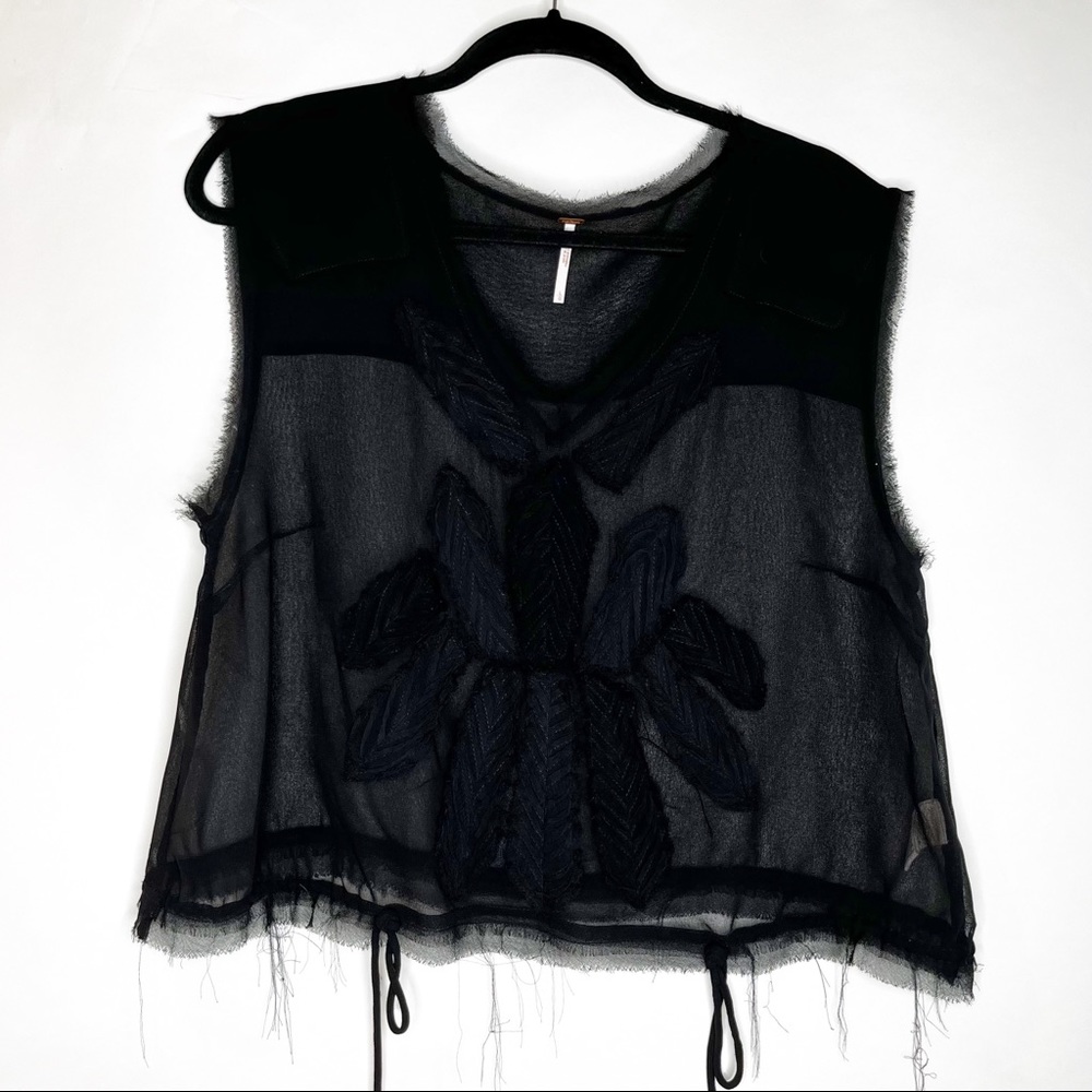 Free People | Sheer Black Sleeveless Crop Top